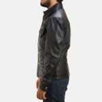 Men's Ranchson Black Leather Shirt Style Jacket
