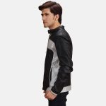 Men's Randolf Silver Black Leather Biker Jacket