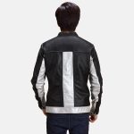 Men's Randolf Silver Black Leather Biker Jacket