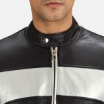 Men's Randolf Silver Black Leather Biker Jacket