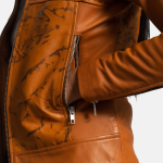 Women's Sandy Tan Dye Leather Biker Jacket