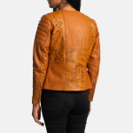 Women's Sandy Tan Dye Leather Biker Jacket