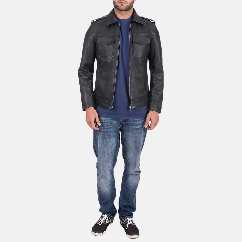 Men's Sergeant Black Leather Jacket