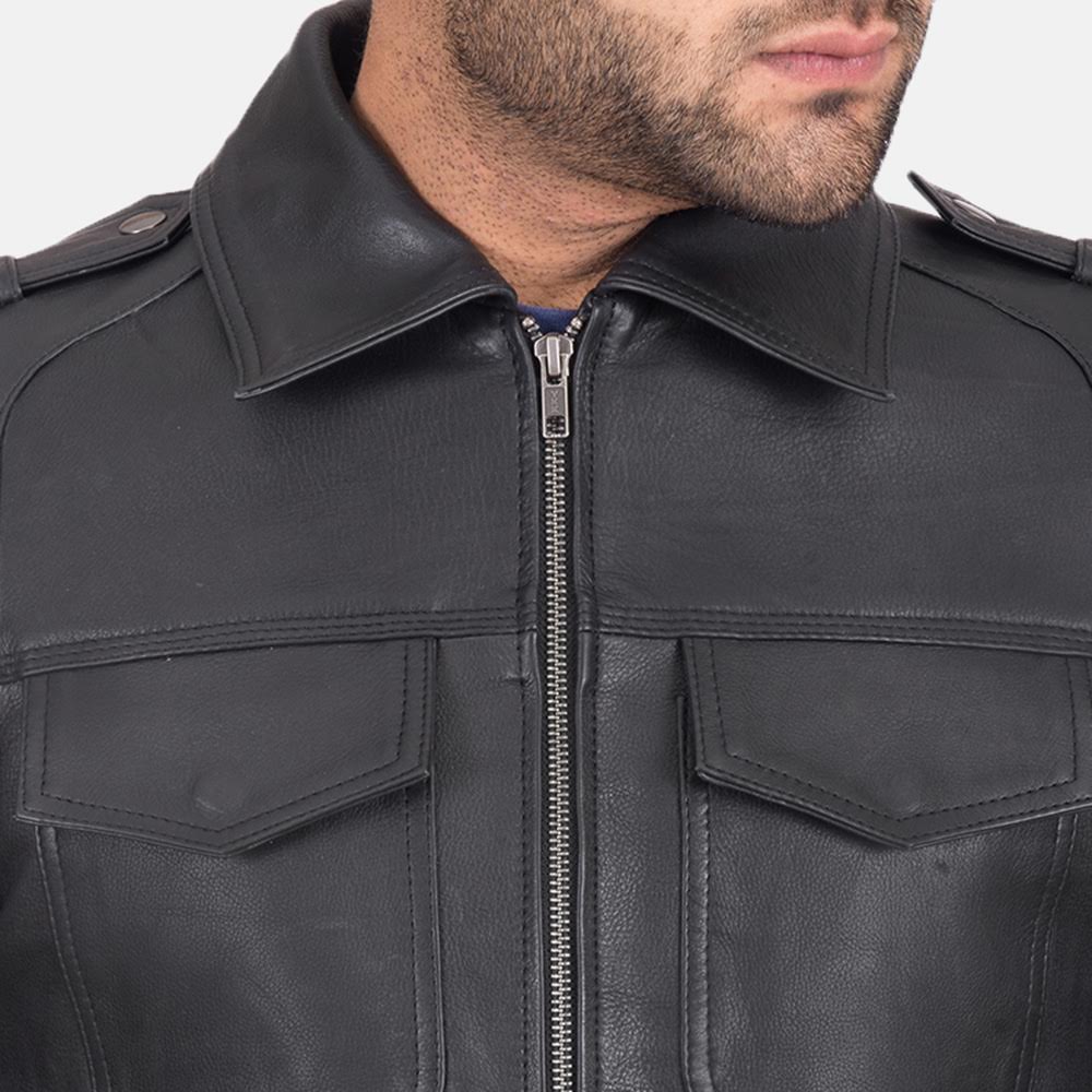 Men's Sergeant Black Leather Jacket