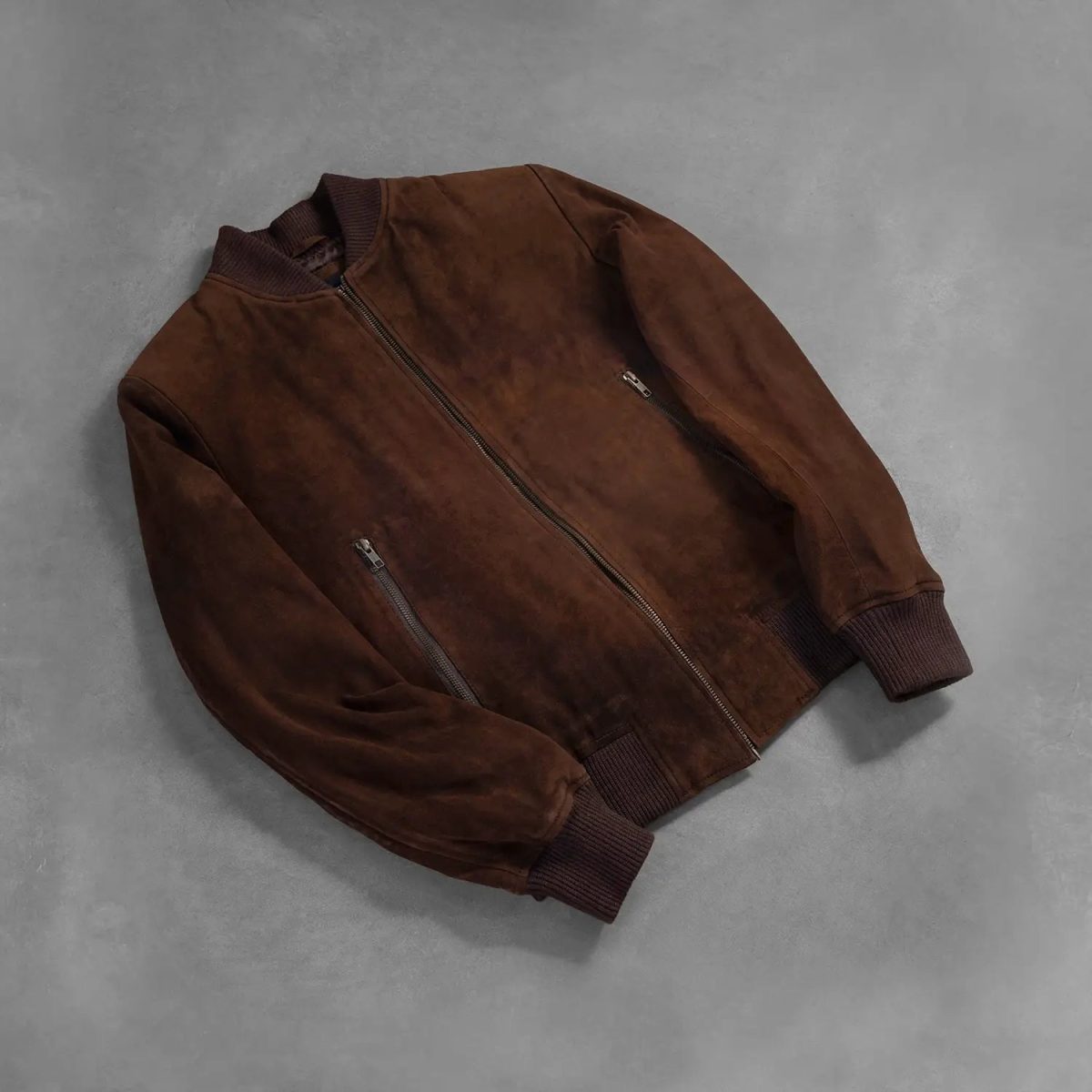 Men's Shane Mocha Suede Leather Bomber Jacket