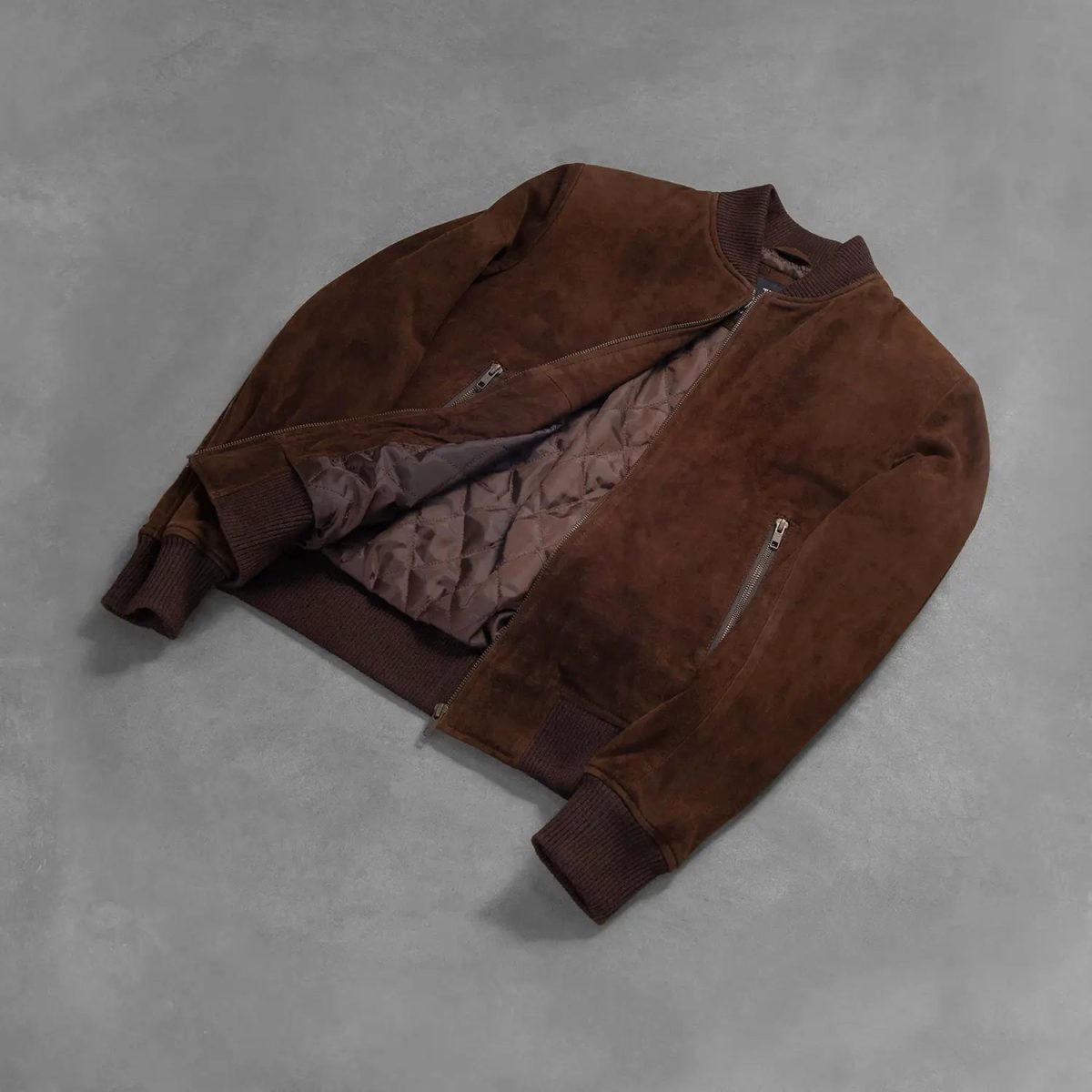 Men's Shane Mocha Suede Leather Bomber Jacket