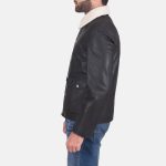 Men's Snow Cole Fur Collar Black Leather Jacket