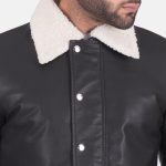 Men's Snow Cole Fur Collar Black Leather Jacket