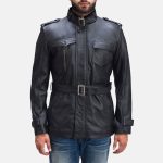 Men's Hunter Black Leather Jacket