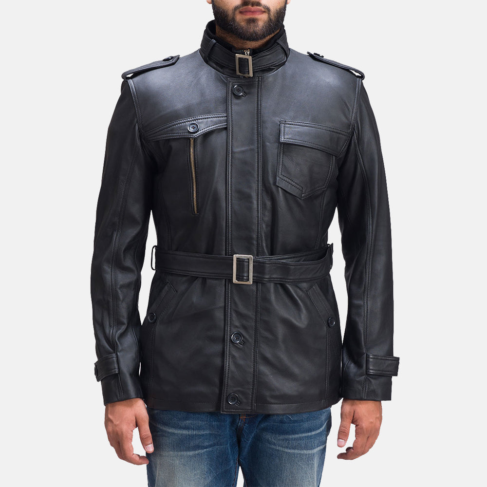 Men's Hunter Black Leather Jacket