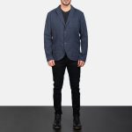 Men's Borges Navy Blue Cotton Blazer
