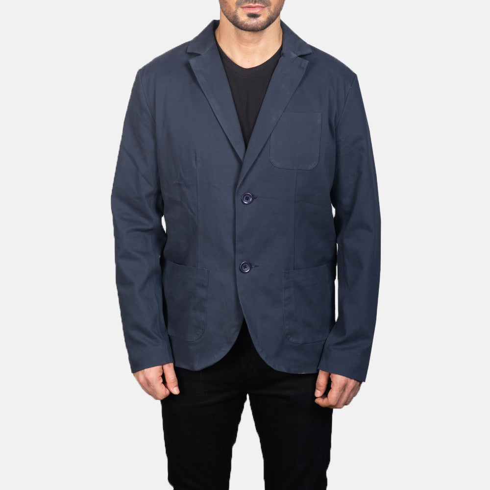 Men's Borges Navy Blue Cotton Blazer