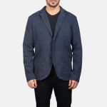 Men's Borges Navy Blue Cotton Blazer