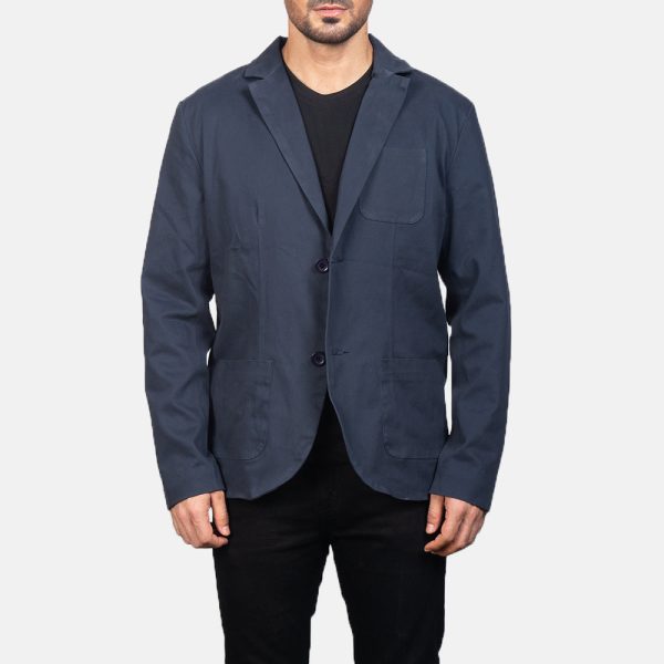 Men's Borges Navy Blue Cotton Blazer