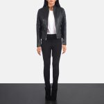 Women's Adalyn Quilted Black Leather Biker Jacket
