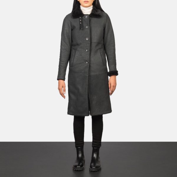 Women's Alina Shearling Black Leather Coat