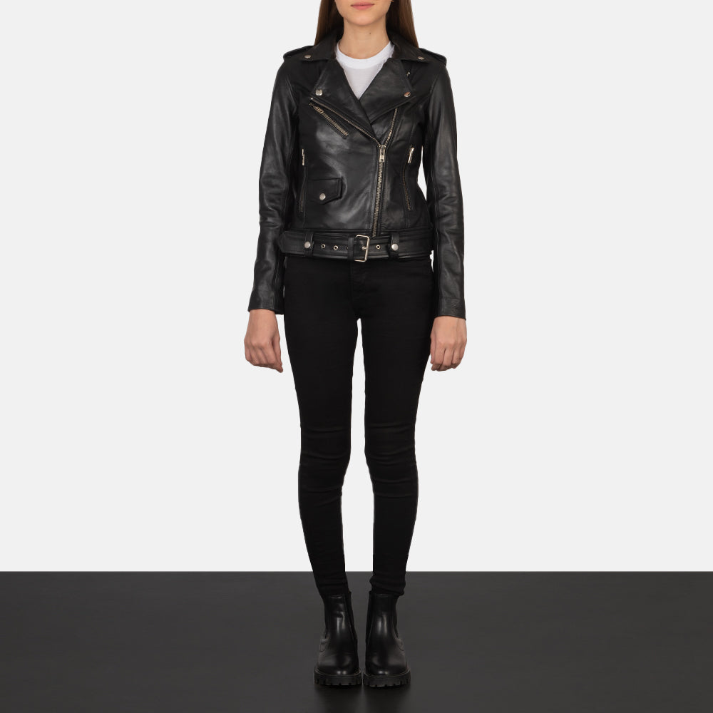 Women's Alison Black Leather Biker Jacket