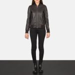 Women's Ava Ma-1 Brown Leather Bomber Jacket