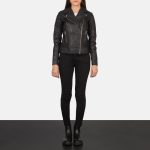 Women's Carolyn Quilted Black Biker Leather Jacket
