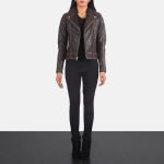 Women's Carolyn Quilted Vintage Brown Biker Leather Jacket
