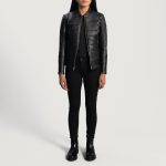 Women's Cityscape Black Leather Biker Jacket
