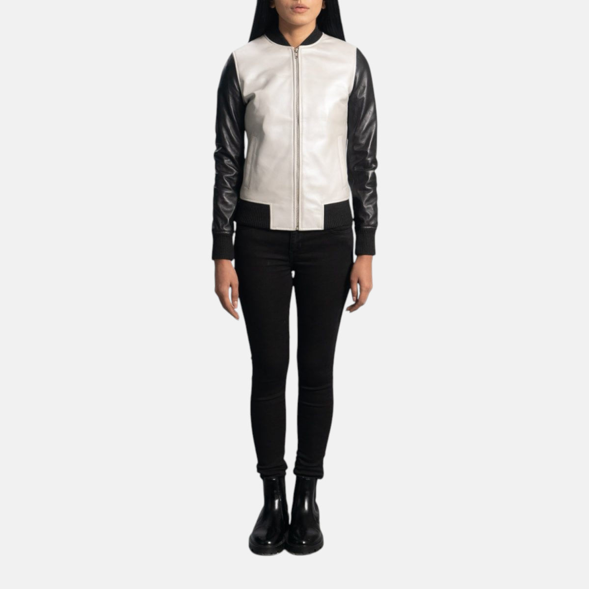Women's Cole Silver Leather Bomber Jacket