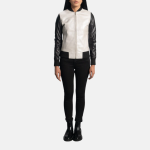Women's Cole Silver Leather Bomber Jacket