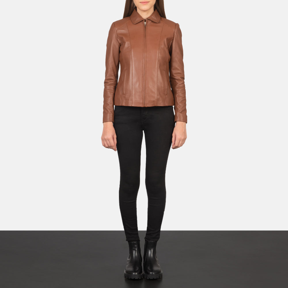 Women's Colette Brown Leather Jacket