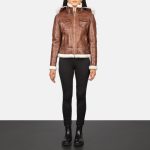 Women's Fiona Brown Hooded Shearling Leather Jacket