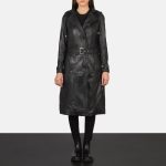 Women's Fixon Hooded Black Trench Coat