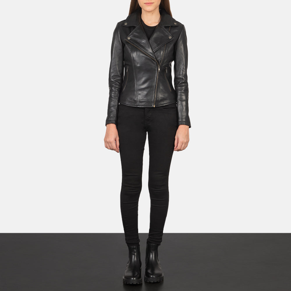 Women's Flashback Black Leather Biker Jacket