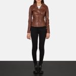 Women's Flashback Brown Leather Biker Jacket