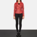 Women's Flashback Red Leather Biker Jacket