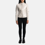 Women's Ice Maiden Silver Quilted Leather Biker Jacket