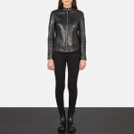 Women's Kelsee Black Leather Biker Jacket
