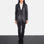 Women's Marilyn Black Leather Blazer