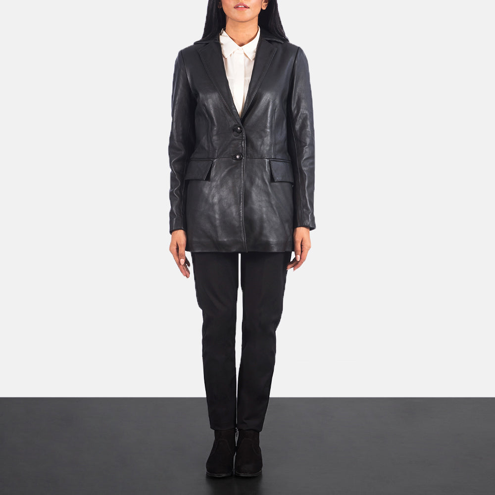 Women's Marilyn Black Leather Blazer