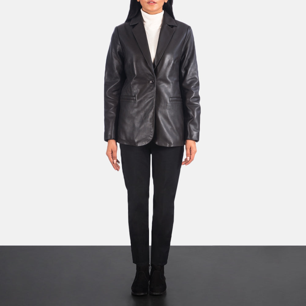 Women's Norma Brown Leather Blazer