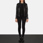 Women's Rave Black Leather Biker Jacket