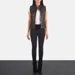 Women's Rayne Moto Brown Leather Vest