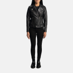 Women's Rumy Black Leather Biker Jacket