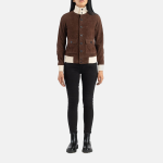 Women's Sasha A1 Mocha Suede Leather Bomber Jacket