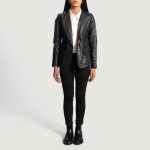 Women's Selina Black Leather Blazer Jacket