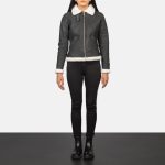 Women's B-3 Black & White Leather Bomber Jacket