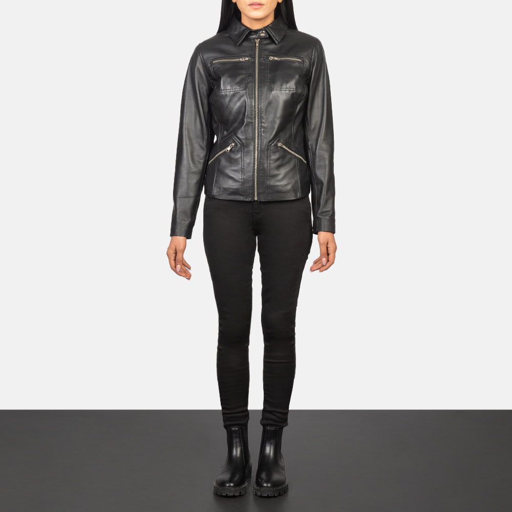 Women's Tomachi Black Real Sheepskin Leather Jacket