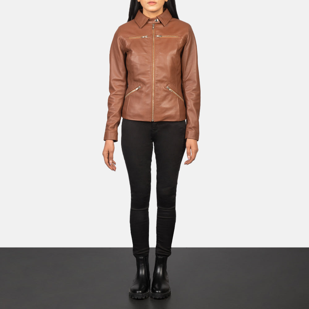 Women's Tomachi Brown Real Sheepskin Leather Jacket