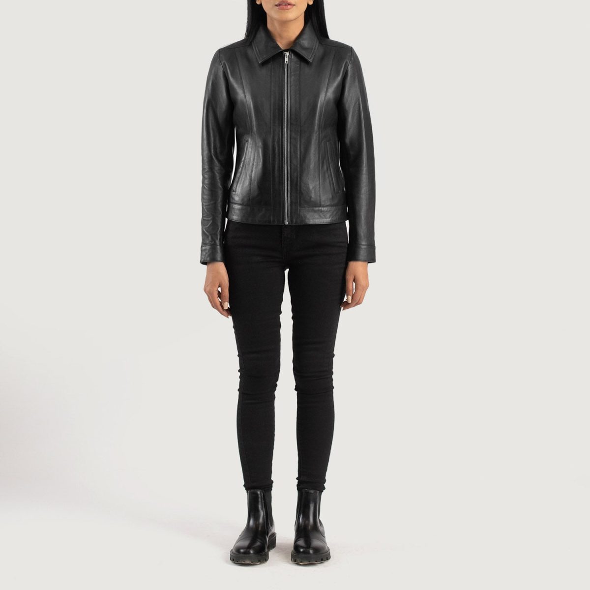 Women's Vixen Black Classic Collar Leather Jacket