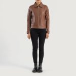 Women's Vixen Brown Classic Collar Leather Jacket