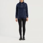 Women's Zest Blue Hooded Leather Pullover Jacket