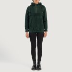 Women's Zest Green Hooded Leather Pullover Jacket